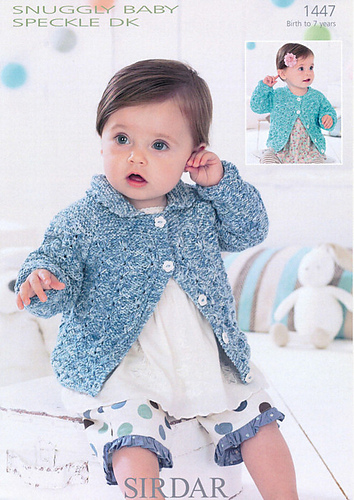 Sirdar 1447 Cardigans knit in DK (#3) weight. For babies and children up to 7 years.